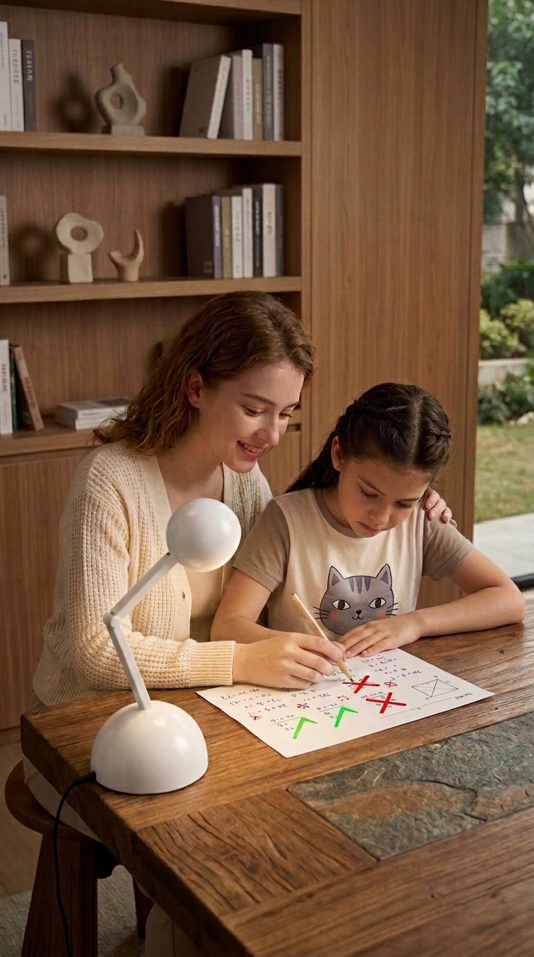 A mother and her daughter working on a page together beside Tangi